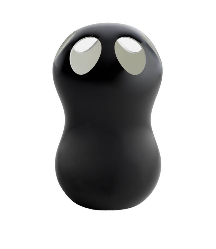 Zontik Schirmständer von Casamania Horm, moderner Schirmhalter aus schwarzem Kunststoff mit runden Öffnungen.